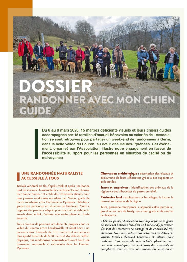 Le Guide n°62 : dossier (randonner avec mon chien guide)